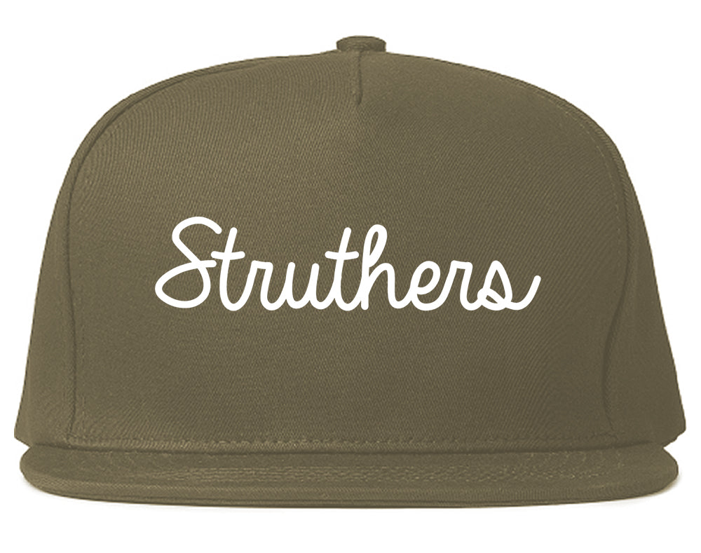 Struthers Ohio OH Script Mens Snapback Hat Grey