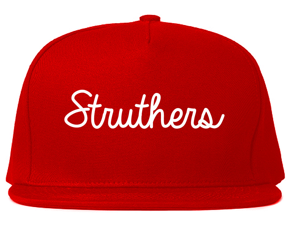 Struthers Ohio OH Script Mens Snapback Hat Red