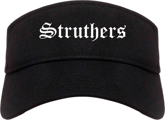 Struthers Ohio OH Old English Mens Visor Cap Hat Black