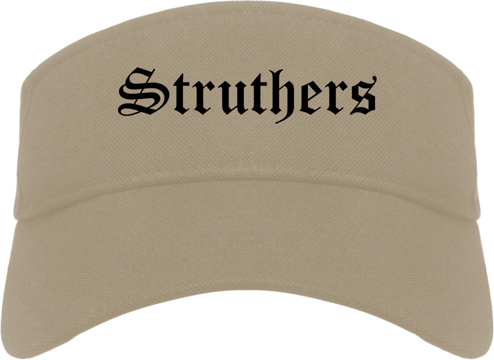 Struthers Ohio OH Old English Mens Visor Cap Hat Khaki