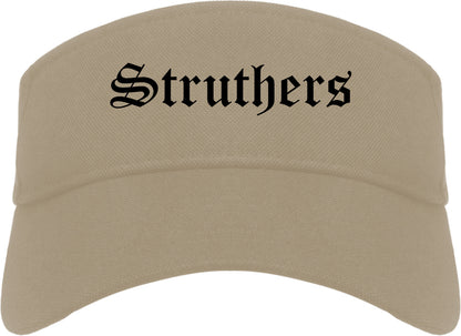 Struthers Ohio OH Old English Mens Visor Cap Hat Khaki