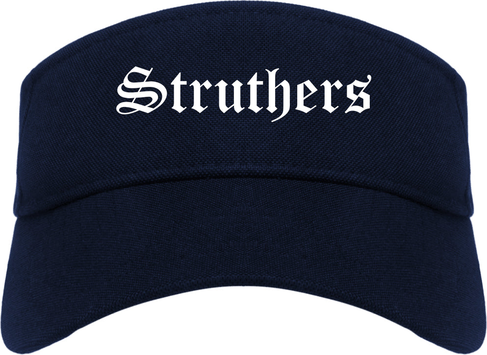 Struthers Ohio OH Old English Mens Visor Cap Hat Navy Blue