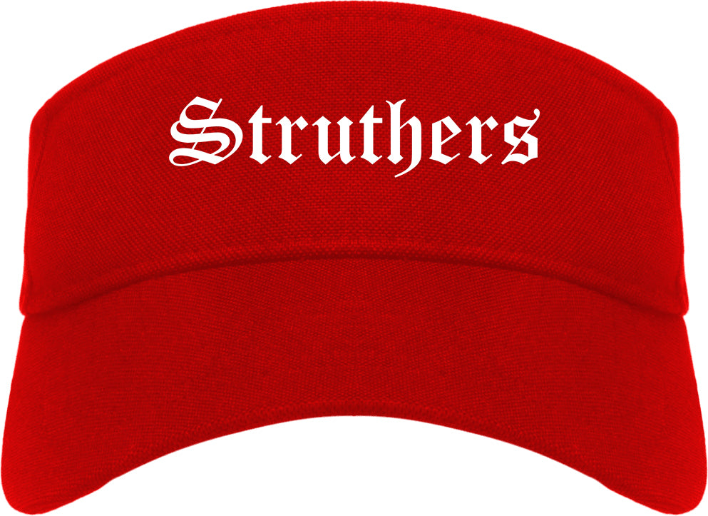 Struthers Ohio OH Old English Mens Visor Cap Hat Red