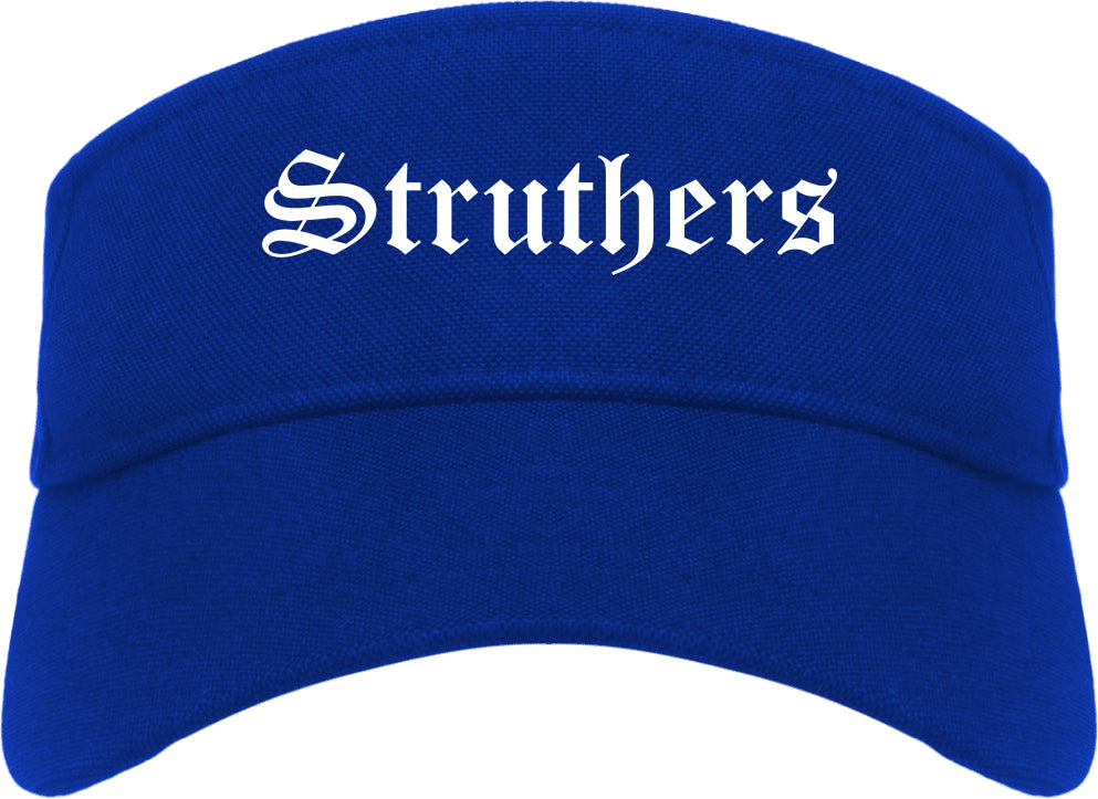 Struthers Ohio OH Old English Mens Visor Cap Hat Royal Blue