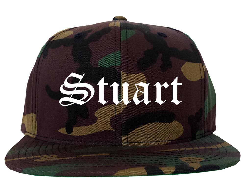 Stuart Florida FL Old English Mens Snapback Hat Army Camo