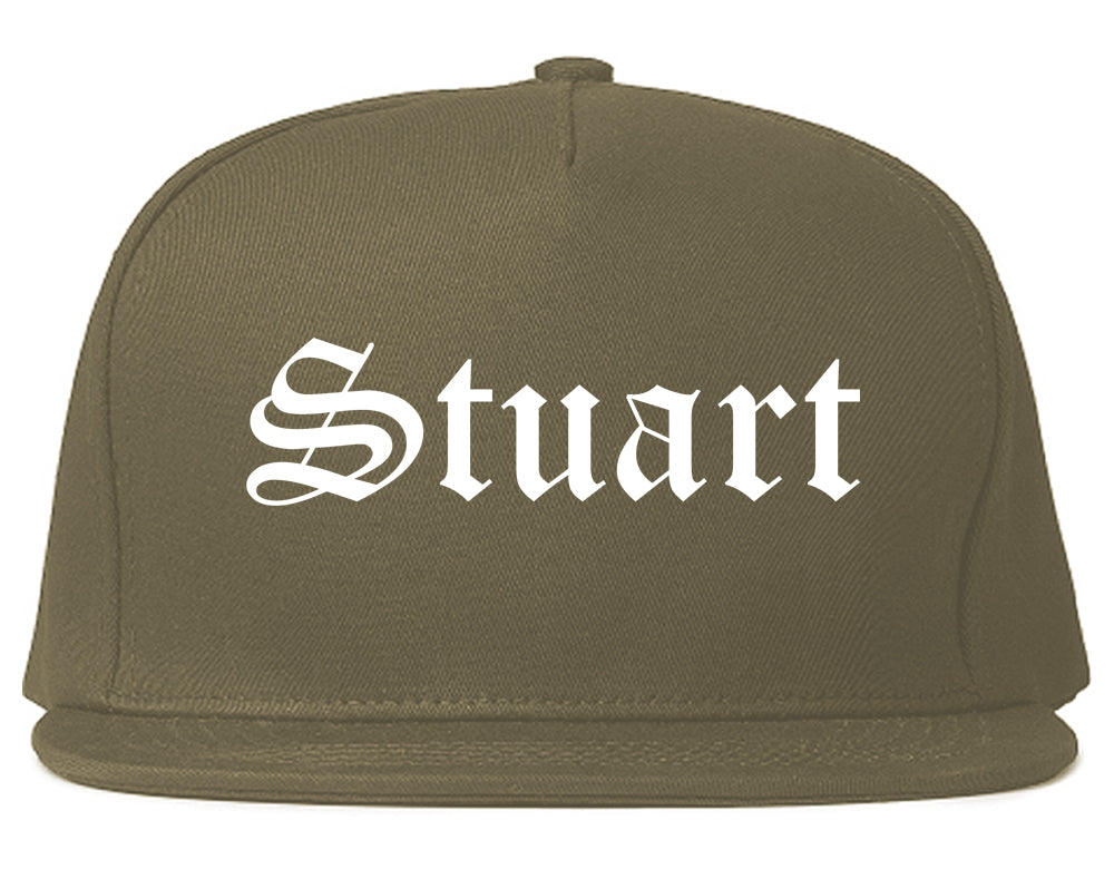 Stuart Florida FL Old English Mens Snapback Hat Grey