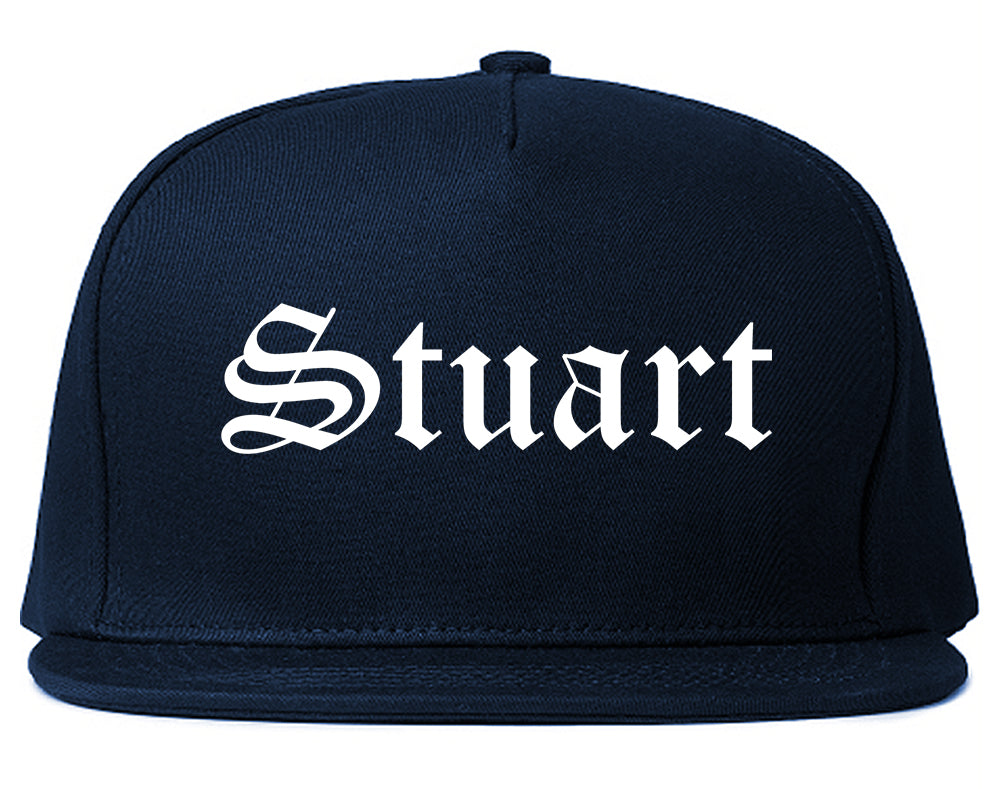 Stuart Florida FL Old English Mens Snapback Hat Navy Blue