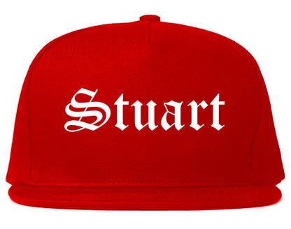 Stuart Florida FL Old English Mens Snapback Hat Red
