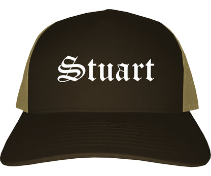 Stuart Florida FL Old English Mens Trucker Hat Cap Brown