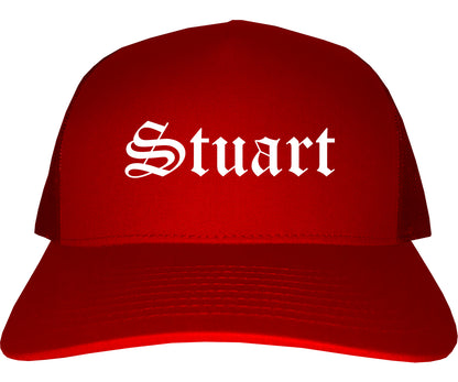 Stuart Florida FL Old English Mens Trucker Hat Cap Red