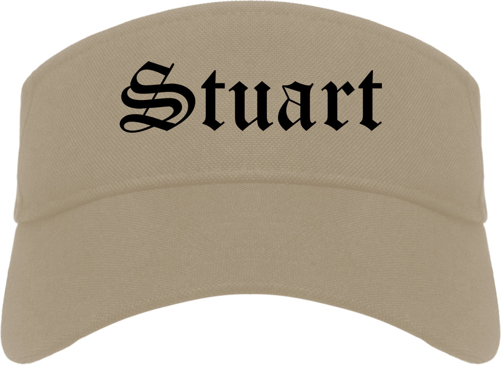 Stuart Florida FL Old English Mens Visor Cap Hat Khaki