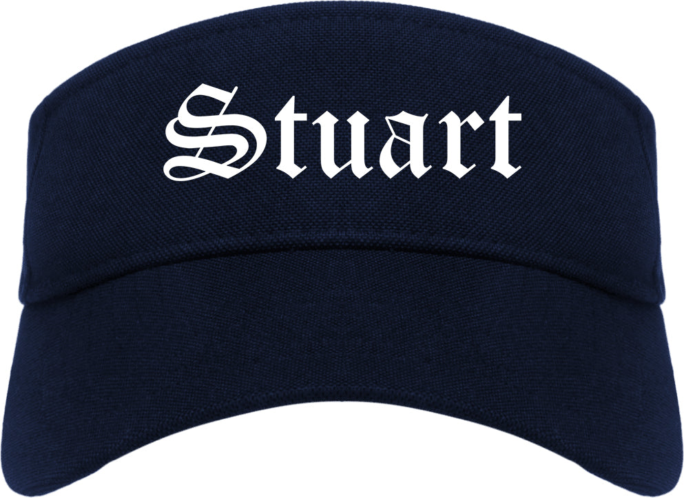 Stuart Florida FL Old English Mens Visor Cap Hat Navy Blue