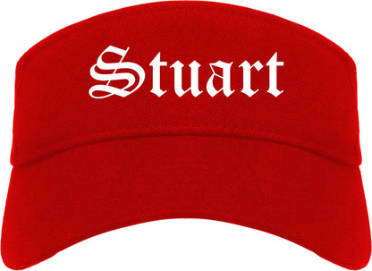Stuart Florida FL Old English Mens Visor Cap Hat Red