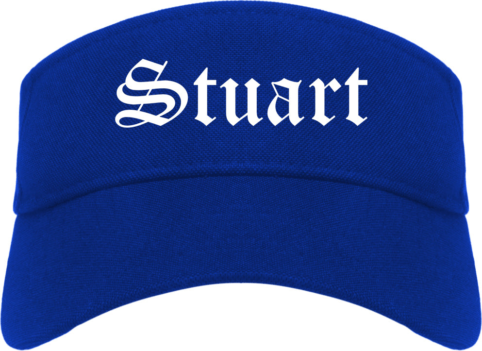 Stuart Florida FL Old English Mens Visor Cap Hat Royal Blue