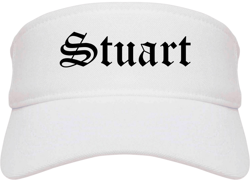 Stuart Florida FL Old English Mens Visor Cap Hat White