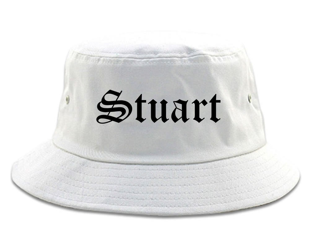 Stuart Florida FL Old English Mens Bucket Hat White