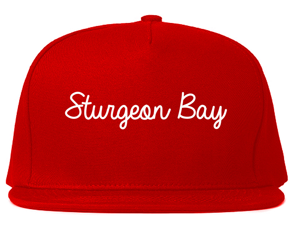 Sturgeon Bay Wisconsin WI Script Mens Snapback Hat Red
