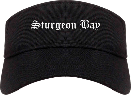 Sturgeon Bay Wisconsin WI Old English Mens Visor Cap Hat Black