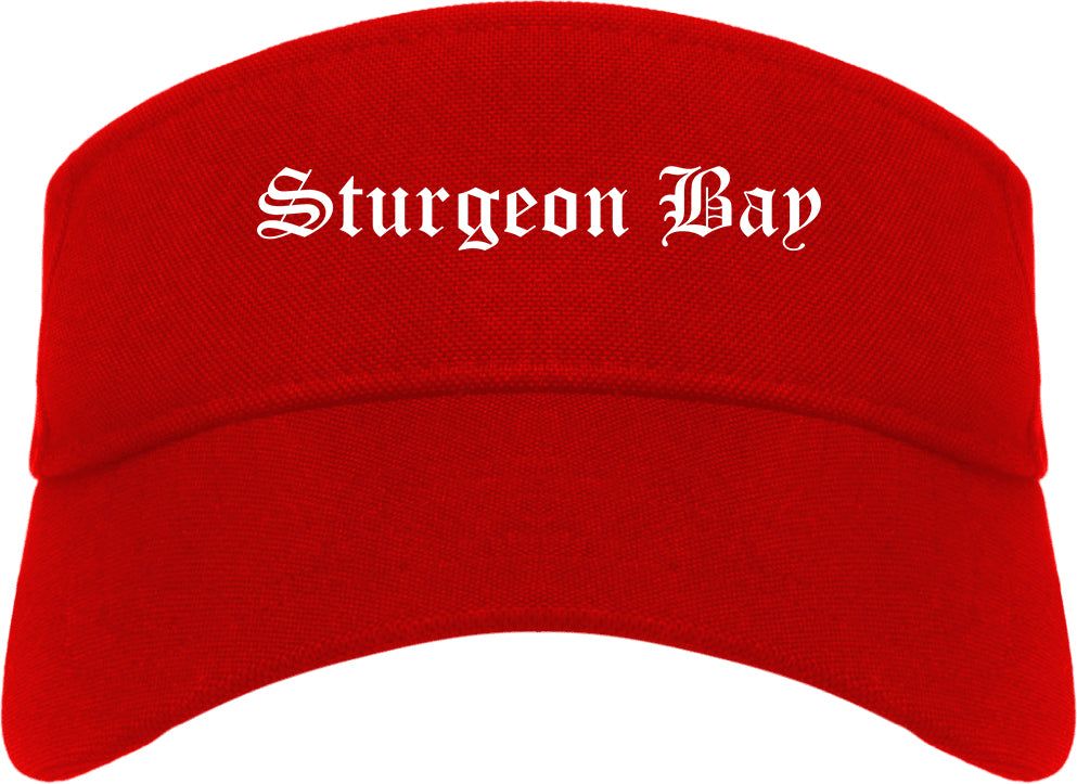 Sturgeon Bay Wisconsin WI Old English Mens Visor Cap Hat Red