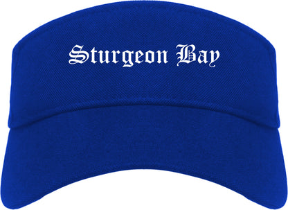 Sturgeon Bay Wisconsin WI Old English Mens Visor Cap Hat Royal Blue
