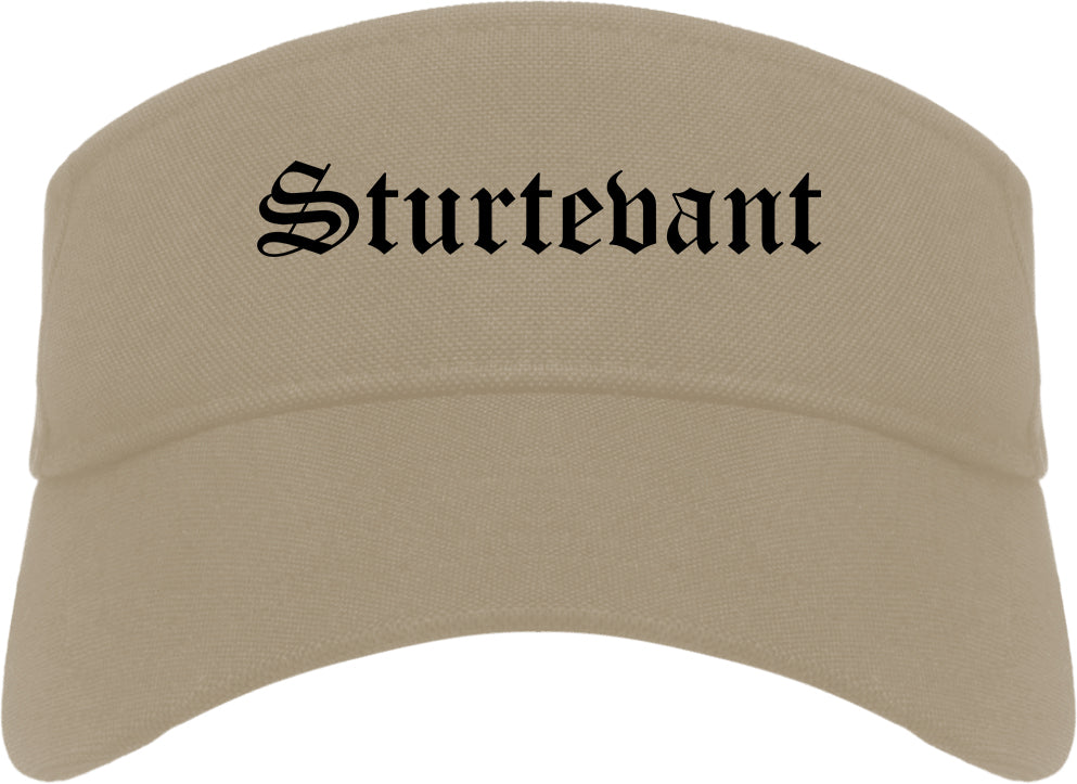 Sturtevant Wisconsin WI Old English Mens Visor Cap Hat Khaki