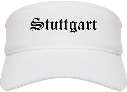 Stuttgart Arkansas AR Old English Mens Visor Cap Hat White