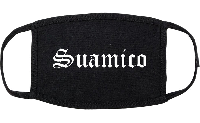 Suamico Wisconsin WI Old English Cotton Face Mask Black