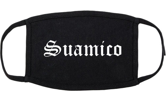 Suamico Wisconsin WI Old English Cotton Face Mask Black