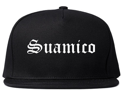 Suamico Wisconsin WI Old English Mens Snapback Hat Black