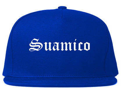 Suamico Wisconsin WI Old English Mens Snapback Hat Royal Blue