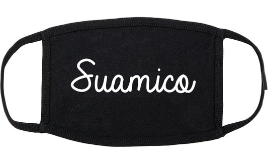 Suamico Wisconsin WI Script Cotton Face Mask Black