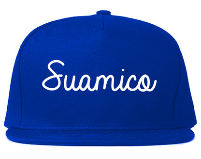 Suamico Wisconsin WI Script Mens Snapback Hat Royal Blue