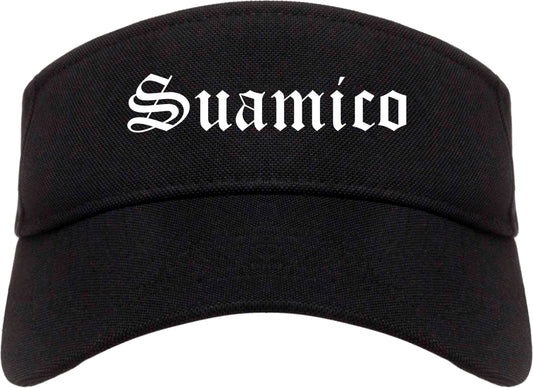 Suamico Wisconsin WI Old English Mens Visor Cap Hat Black