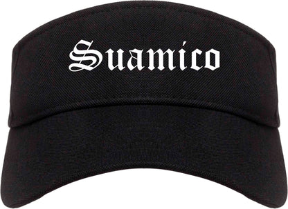 Suamico Wisconsin WI Old English Mens Visor Cap Hat Black