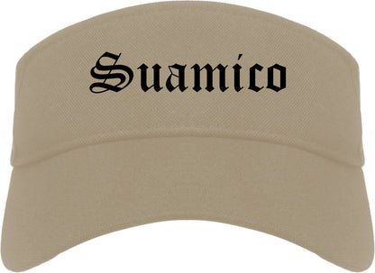 Suamico Wisconsin WI Old English Mens Visor Cap Hat Khaki