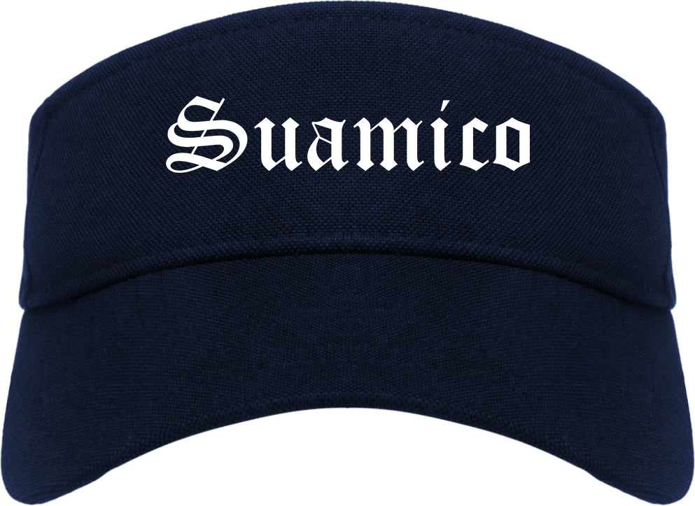 Suamico Wisconsin WI Old English Mens Visor Cap Hat Navy Blue