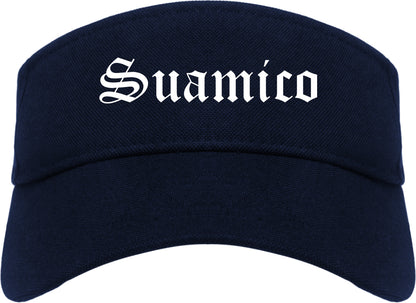 Suamico Wisconsin WI Old English Mens Visor Cap Hat Navy Blue