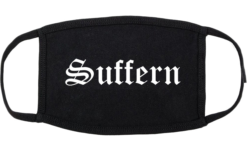 Suffern New York NY Old English Cotton Face Mask Black