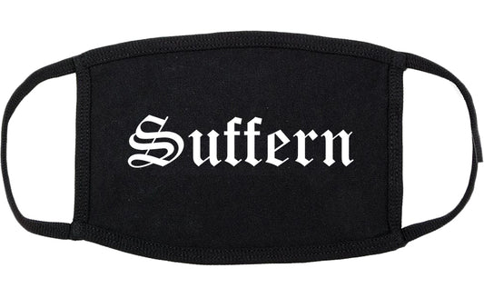 Suffern New York NY Old English Cotton Face Mask Black