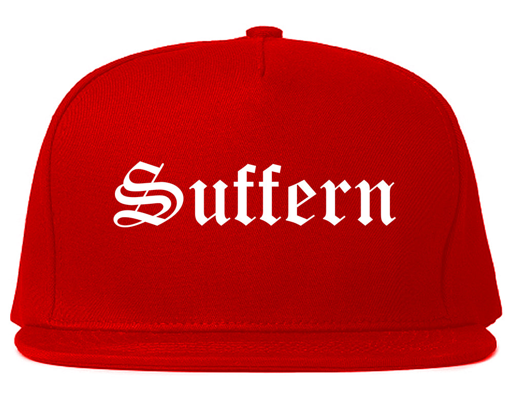 Suffern New York NY Old English Mens Snapback Hat Red
