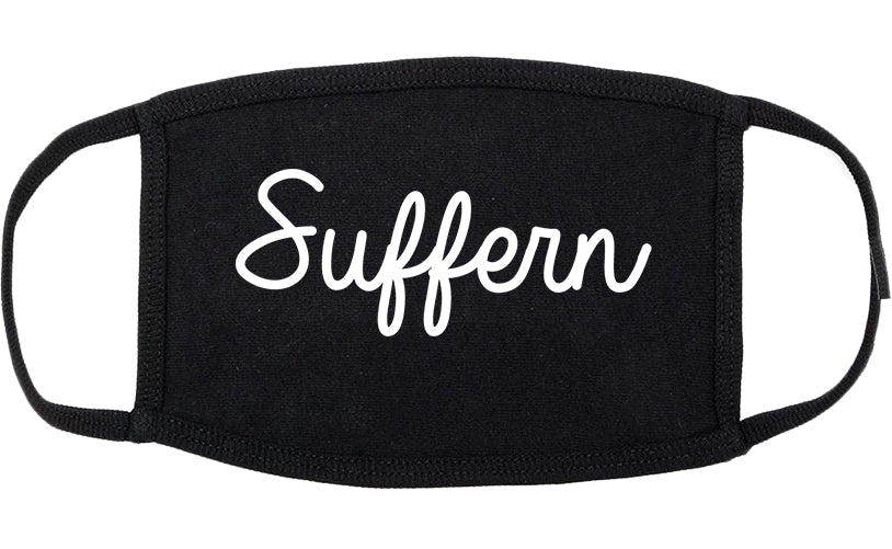 Suffern New York NY Script Cotton Face Mask Black