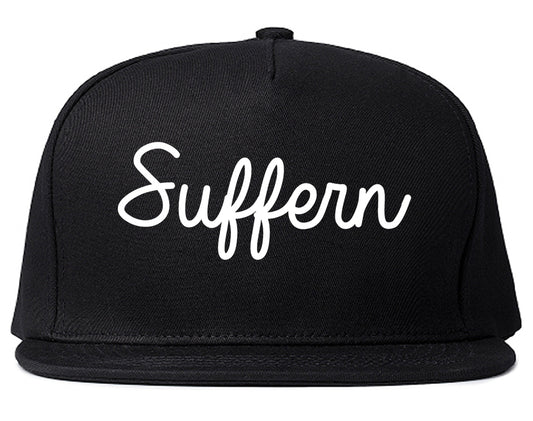 Suffern New York NY Script Mens Snapback Hat Black