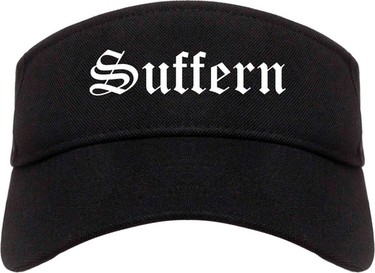 Suffern New York NY Old English Mens Visor Cap Hat Black