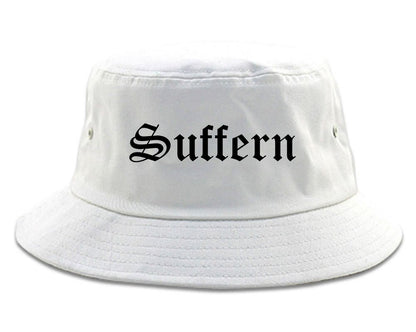 Suffern New York NY Old English Mens Bucket Hat White