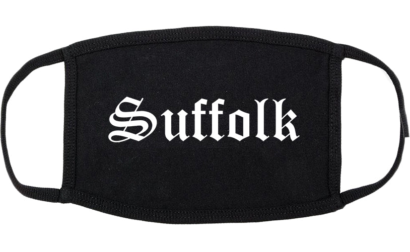 Suffolk Virginia VA Old English Cotton Face Mask Black