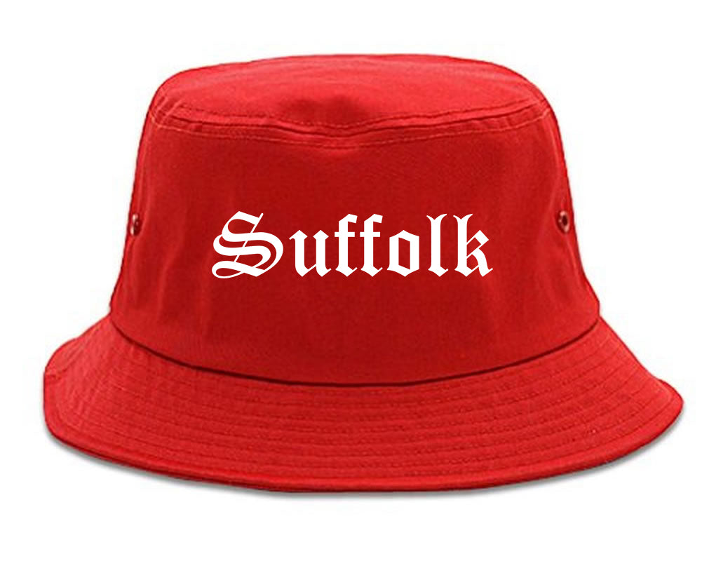 Suffolk Virginia VA Old English Mens Bucket Hat Red