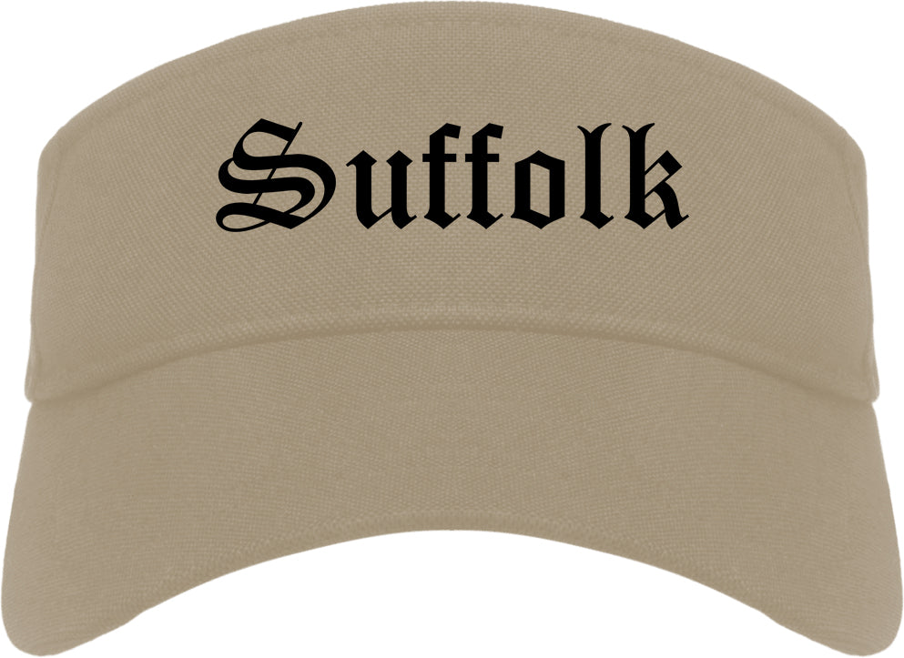 Suffolk Virginia VA Old English Mens Visor Cap Hat Khaki