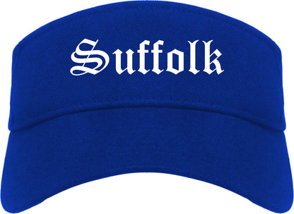 Suffolk Virginia VA Old English Mens Visor Cap Hat Royal Blue