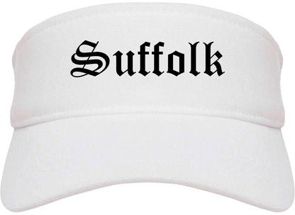 Suffolk Virginia VA Old English Mens Visor Cap Hat White