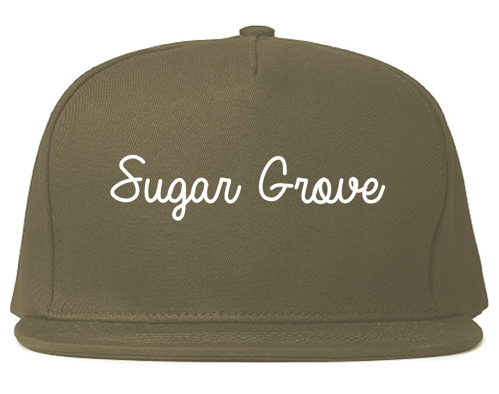 Sugar Grove Illinois IL Script Mens Snapback Hat Grey